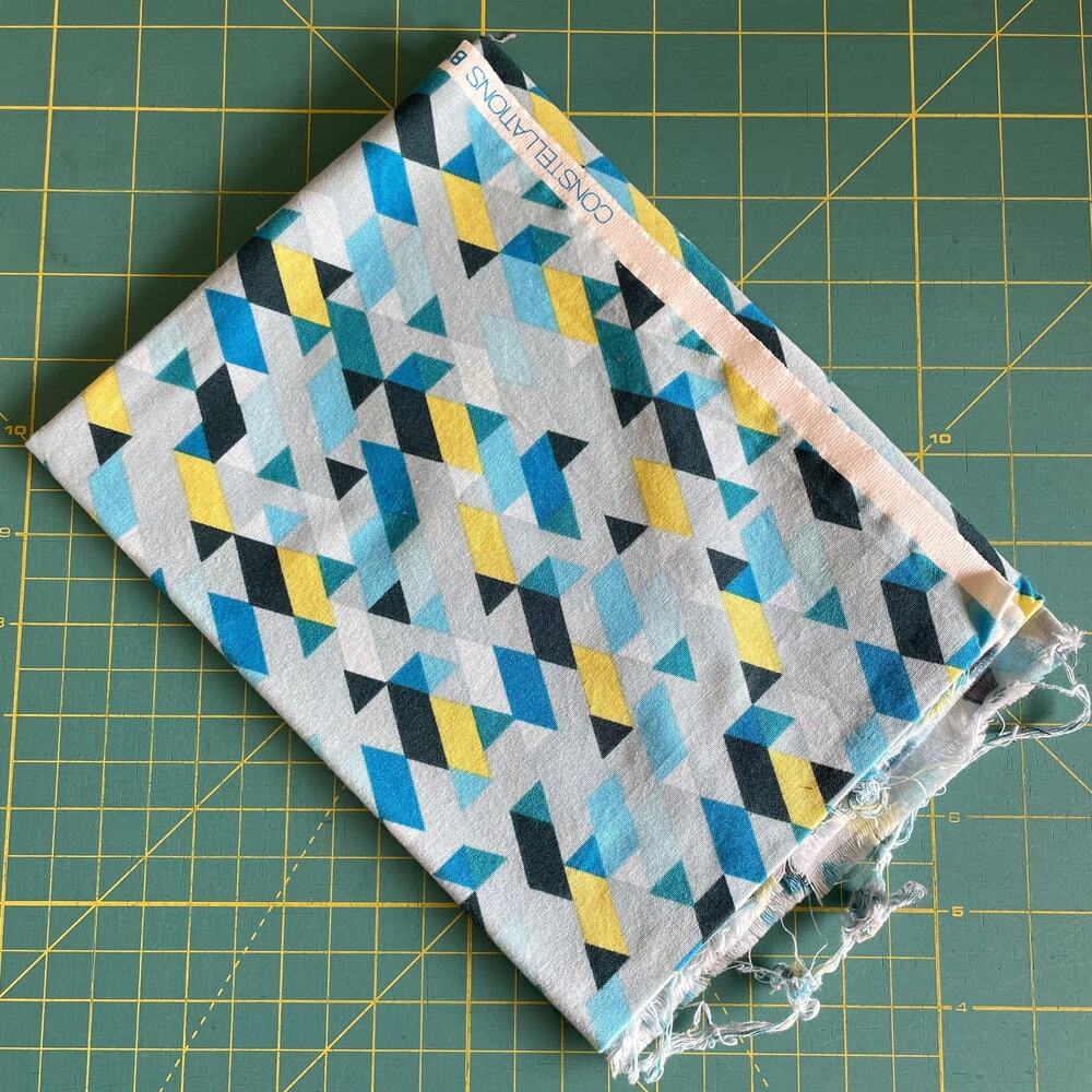 Lizzy House Constellations Blue Yellow 16" x 35" Quilting Fabric Washed